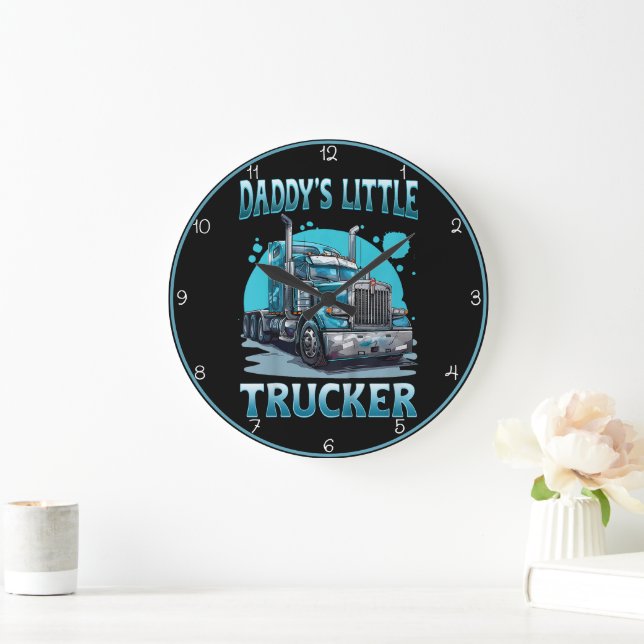  Daddy's Little Blue Trucker Large Clock (Home)