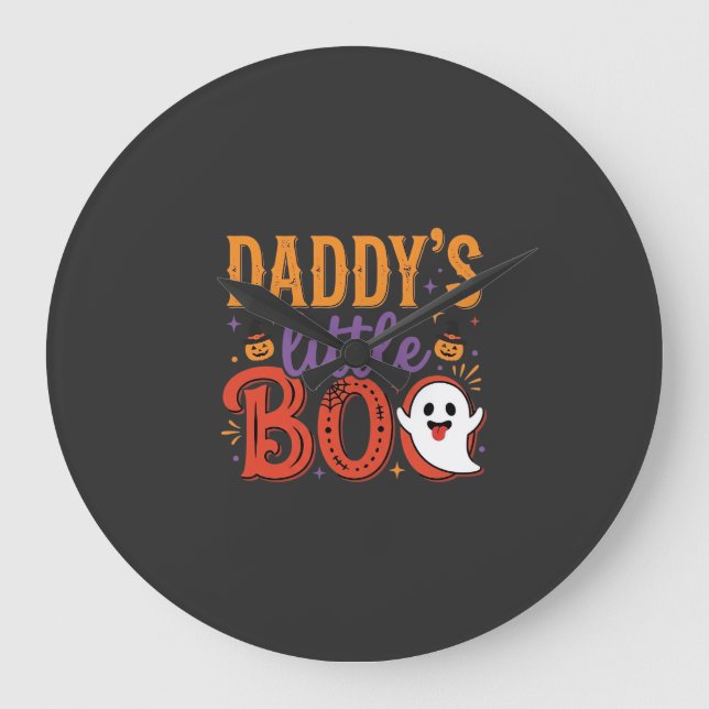 Daddy's Little Boo Halloween Ghost Design Large Clock (Front)