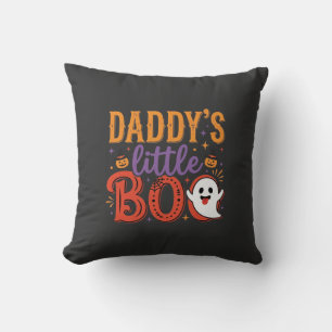 Daddy's Little Boo Halloween Ghost Design Throw Pillow
