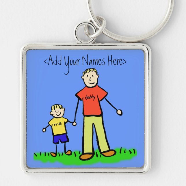 Daddy's Little Boy Blonde Keychain (Custom Names) (Front)