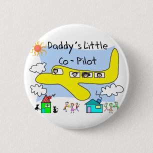 Daddy's Little Co-Pilot Kids T-Shirts 2 Inch Round Button