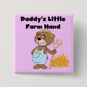 Daddy's Little Farm Hand Tshirts and Gifts 2 Inch Square Button