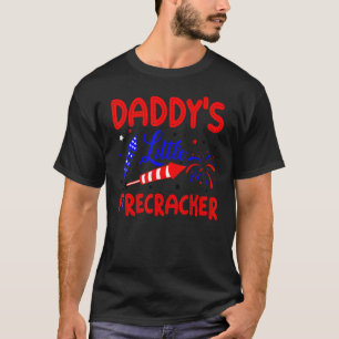 Daddy's Little Firecracker 4th Of July Usa Flag Pa T-Shirt