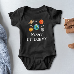 Daddy's Little Galaxy Funny Quote Watercolor Space Baby Bodysuit