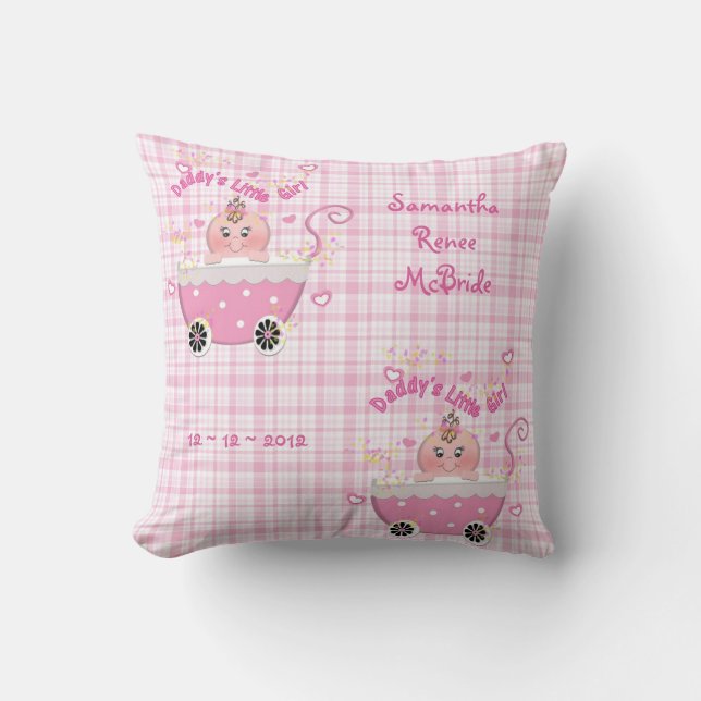 Daddy's Little Girl Pink Stroller  Throw Pillow (Front)