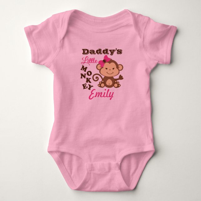Daddy's Little Monkey Pink Bodysuit with Tutu (Front)