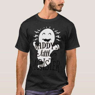 Daddy's Little Monster Halloween Ghost Black Le T-Shirt