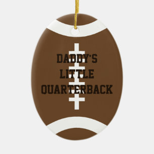 Daddy's Little Quarterback Vertical Photo Ceramic Ornament