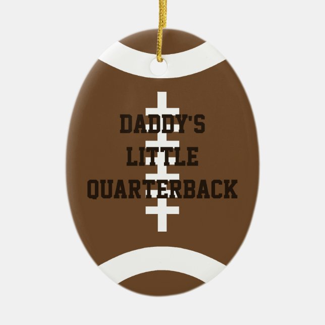 Daddy's Little Quarterback Vertical Photo Ceramic Ornament (Front)