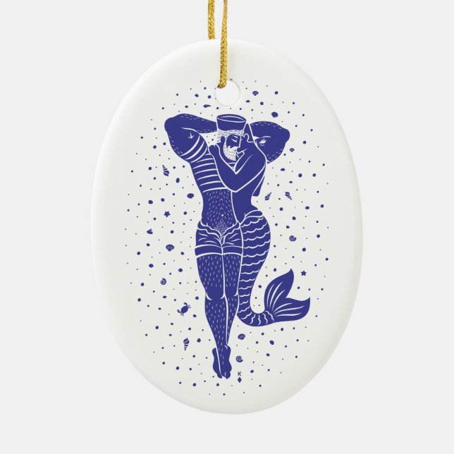 Daddy's Merboy Ceramic Ornament (Back)