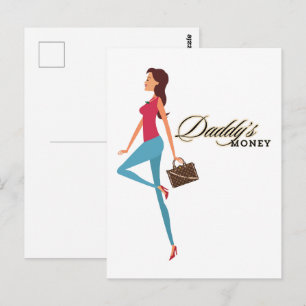 Daddy's Money, Cute & Sassy Teenage Girl, Funny Postcard