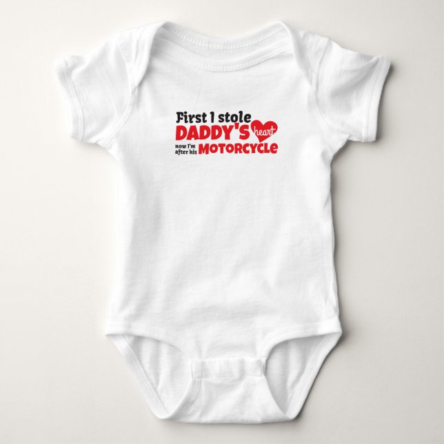 Daddy's Motorcycle Baby Bodysuit (Front)
