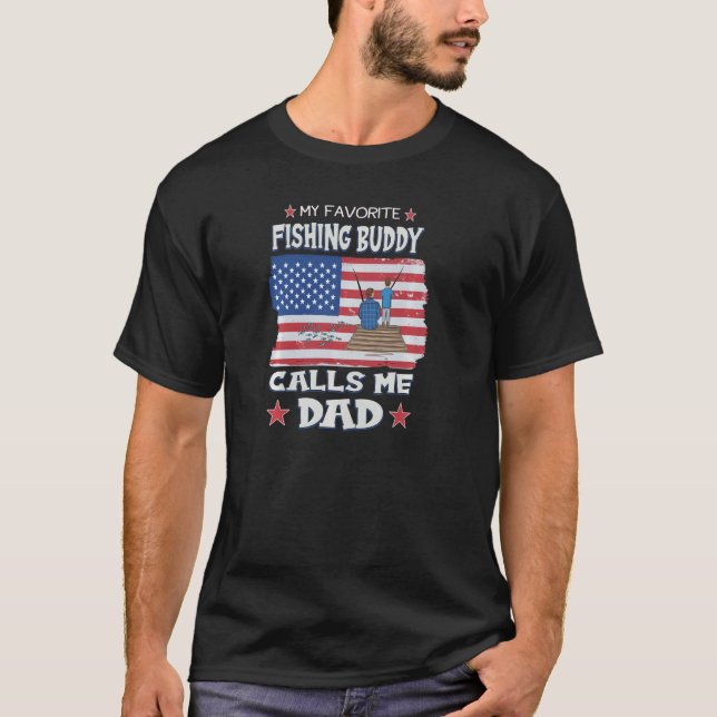 Daddys New Fishing Buddy For Men Papa Fishing Pull T-Shirt (Front)