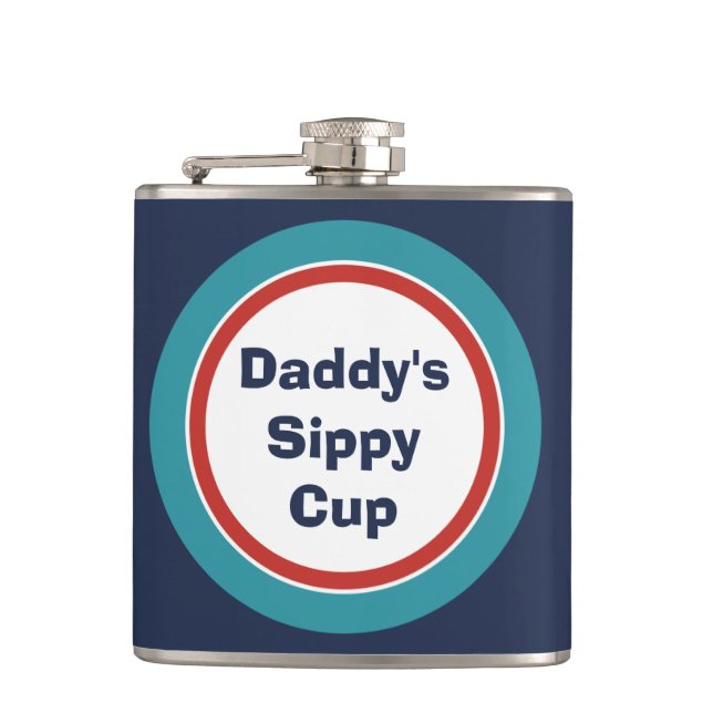 Daddy's Sippy Cup - Hip Flask Retro Colours (Front)