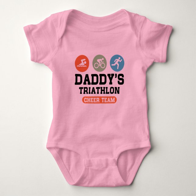 Daddy's Triathlon Cheer Team Baby Bodysuit (Front)