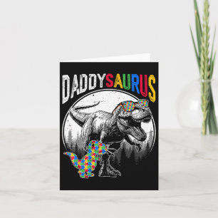 Daddysaurus Autism Sister Puzzle Pieces And T Rex Card