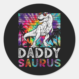 Daddysaurus Dinosaur Daddy Saurus Family Matching  Classic Round Sticker