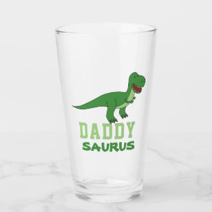 Daddysaurus Dinosaur T-Rex Dino Dad Father's Day Glass