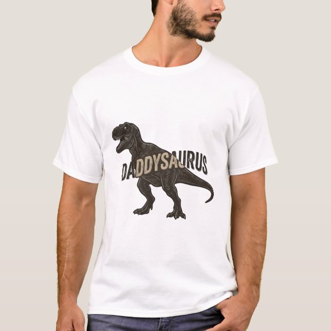 Daddysaurus Dinosaur Vintage Engraving Shirt Desig (Front)