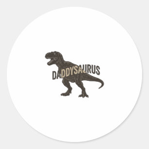 Daddysaurus Dinosaur Vintage Engraving Shirt Desig Classic Round Sticker