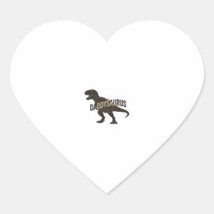 Daddysaurus Dinosaur Vintage Engraving Shirt Desig Heart Sticker