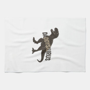 Daddysaurus Dinosaur Vintage Engraving Shirt Desig Kitchen Towel