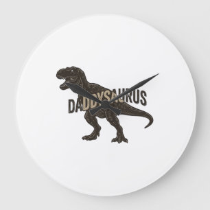 Daddysaurus Dinosaur Vintage Engraving Shirt Desig Large Clock