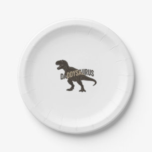 Daddysaurus Dinosaur Vintage Engraving Shirt Desig Paper Plate