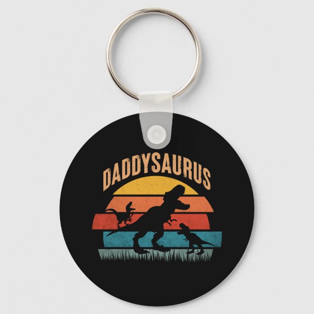 Daddysaurus - Fun Dinosaur Dad Design Keychain (Front)