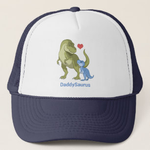 DaddySaurus Green T-Rex & Blue Baby Boy Dinosaurs Trucker Hat