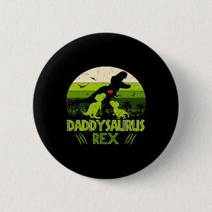 Daddysaurus Rex 2 Kids Sunset Dinosaur For Fathers Inch Round Button