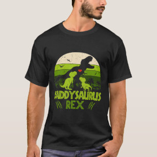 Daddysaurus Rex 2 Kids Sunset Dinosaur For Fathers T-Shirt