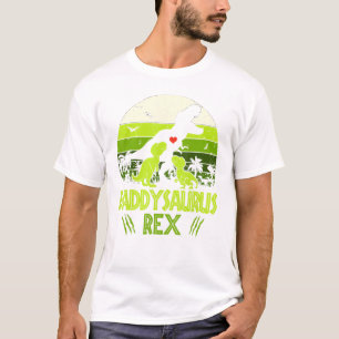 Daddysaurus Rex 2 Kids Sunset  For Fathers Day  T-Shirt