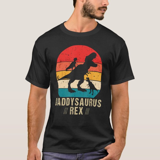 Daddysaurus Rex 2 Kids Sunset For Fathers Day T-Shirt (Front)