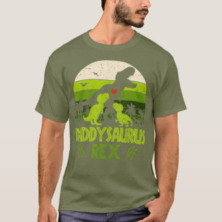 Daddysaurus Rex 2 Kids Sunset Tshirt For Fathers