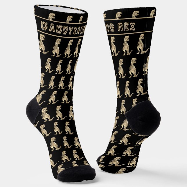 Daddysaurus Rex Funny Dinosaur Dad Socks (Angled)