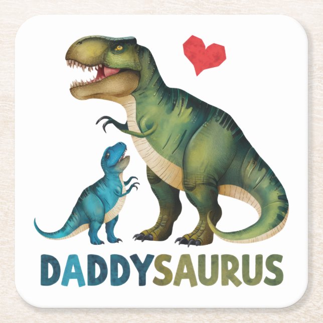 Daddysaurus Square Paper Coaster (Front)
