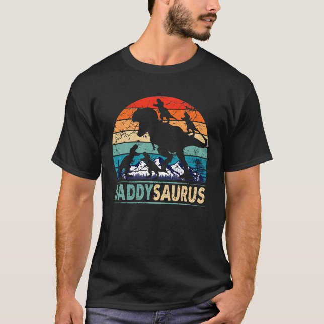 Daddysaurus T Rex Daddy Dinosaur 4 Kids Father's D T-Shirt (Front)