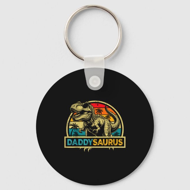Daddysaurus T Rex Dinosaur Daddy Saurus Family Mat Keychain (Front)