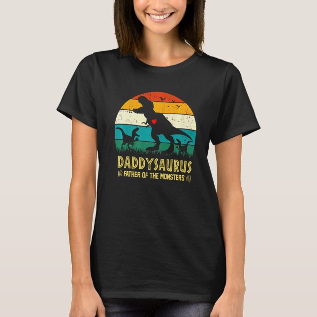 Daddysaurus T Rex Dinosaur Daddy Saurus Family Mat T-Shirt (Front)