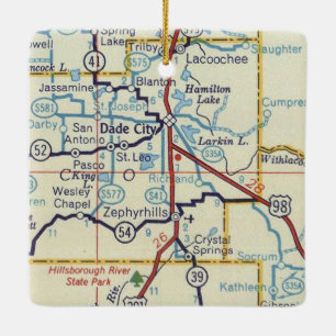 Dade City FL Vintage Map Ceramic Ornament