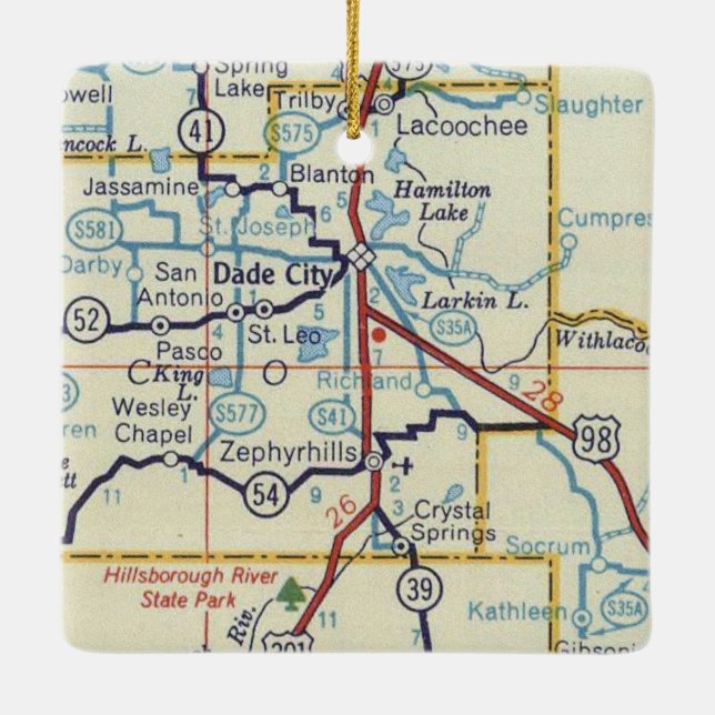 Dade City FL Vintage Map Ceramic Ornament (Back)