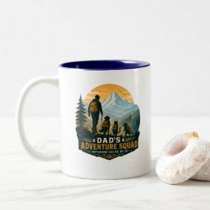 Dad's Adventure Squad Retro Mountain Hiking Gift Two-Tone Coffee Mug