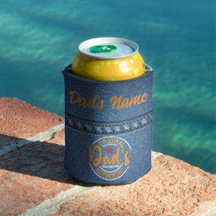 Dad's Authentic Backyard BBQ Denim Print Can Cooler