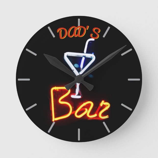 DAD'S BAR, MANCAVE, DEN - Neon Horloge Personnalis (Recto)