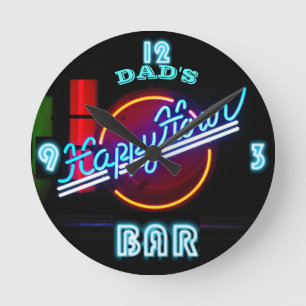 DAD'S BAR, MANCAVE, DEN - Neon Horloge Personnalis