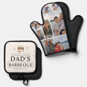 Dad's BBQ Barbeque   7 Photo Oven Mitt & Pot Holder Set