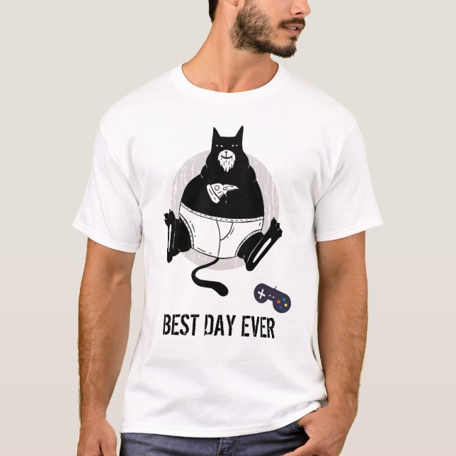 DADS Best Day EVER! PIZZA and Gaming in Dad Pants T-Shirt (Front)