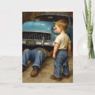 Dad's Birthday 1955 Chevy with Boy Card