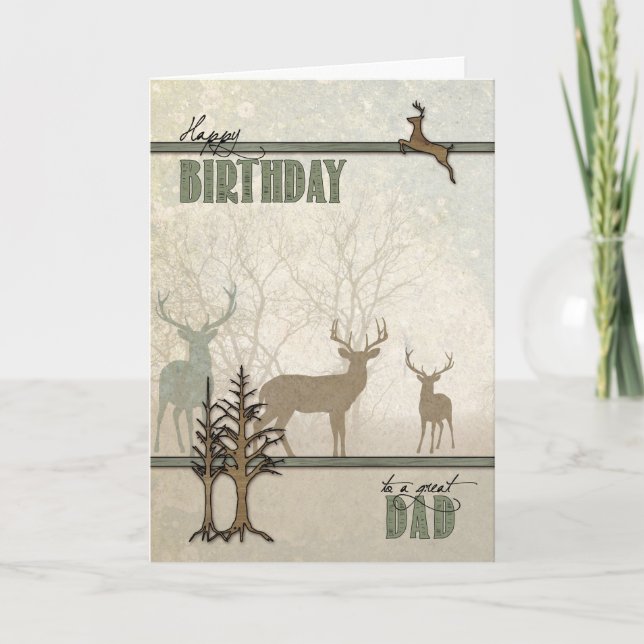 Dad's Birthday Woodland Forest Deer Card (Front)